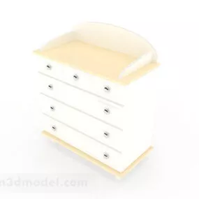 Yellow Wooden Bedside Table V1 3d model