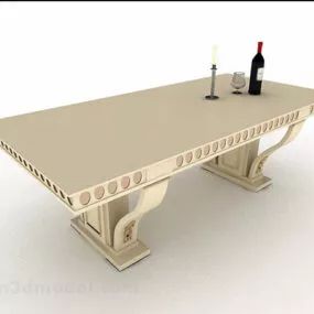 Yellow Wooden Dining Table V3 3d model