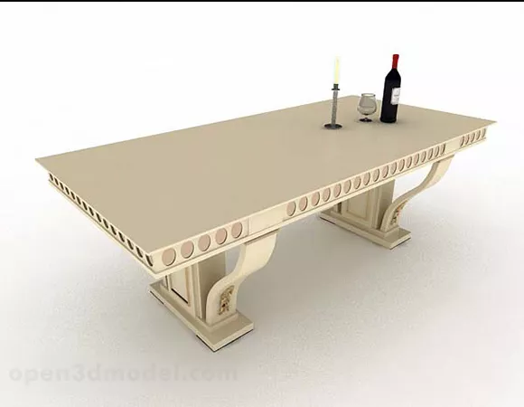 Yellow Wooden Dining Table V3 3d model Yellow Wooden Dining Table V3 3d model