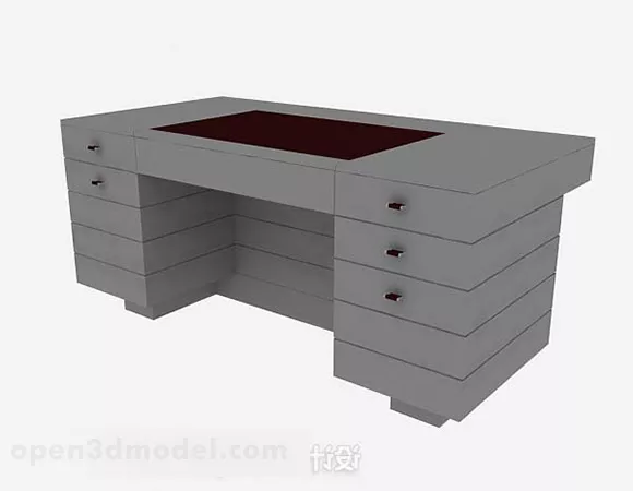 Gray Color Office Work Desk 3d model Gray Color Office Work Desk 3d model