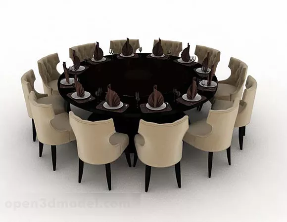 Round Dining Table And Chair 3d model Round Dining Table And Chair 3d model