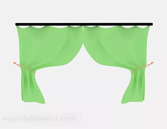 Green Curtain Lowpoly Furniture 3d model Green Curtain Lowpoly Furniture 3d model
