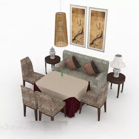 Wooden Dining Table And Chair V2 3d model