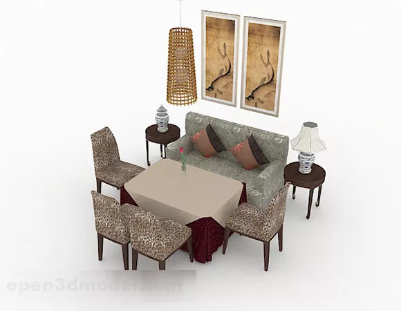 Wooden Dining Table And Chair V2 3d model Wooden Dining Table And Chair V2 3d model