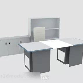 Gray Office Desk V6 3d model