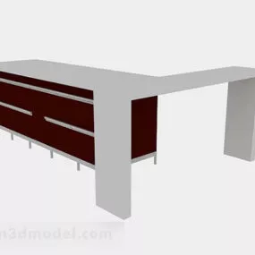 Red Office Corner Desk 3d model