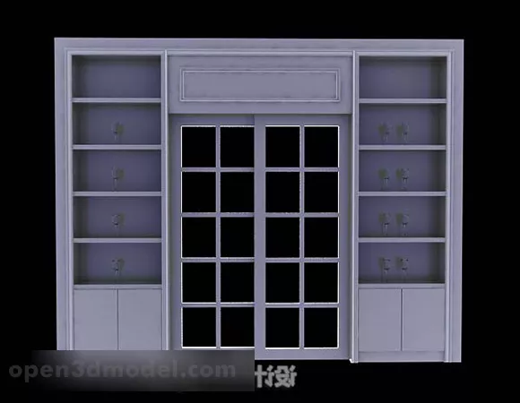 Gray Wooden Display Cabinet V1 3d model Gray Wooden Display Cabinet V1 3d model