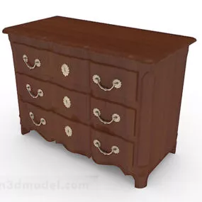 Brown Wooden Office Cabinet V6 3d model