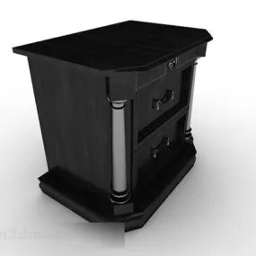 Black Wooden Office Cabinet V1 3d model