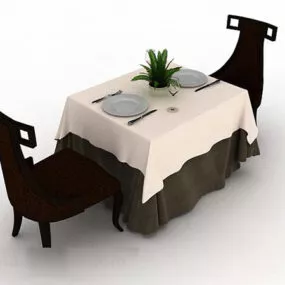 Antique Dining Table And Chairs 3d model