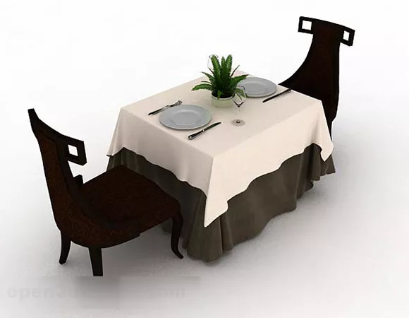 Antique Dining Table And Chairs 3d model Antique Dining Table And Chairs 3d model