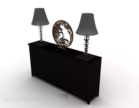 Black Wooden Office Cabinet Decorative 3d model Black Wooden Office Cabinet Decorative 3d model