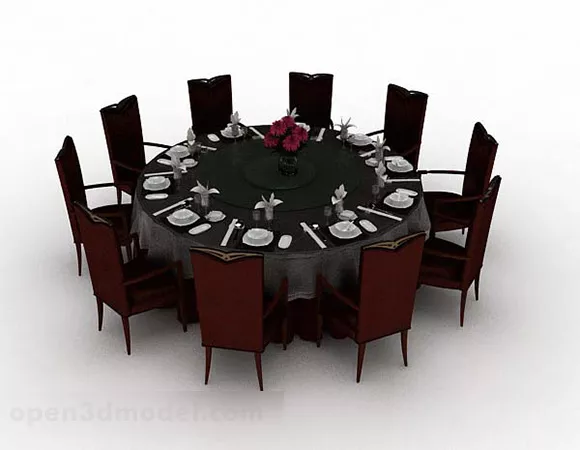 Round Dining Table Chair Dark 3d model Round Dining Table Chair Dark 3d model