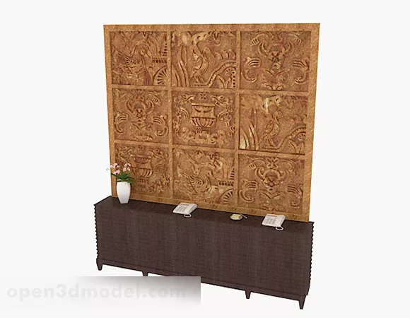 Chinese Yellow Wooden Partition Design 3d model Chinese Yellow Wooden Partition Design 3d model