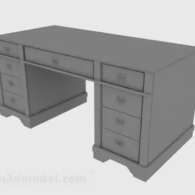 Gray Office Desk Design 3d model