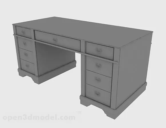 Gray Office Desk Design 3d model Gray Office Desk Design 3d model