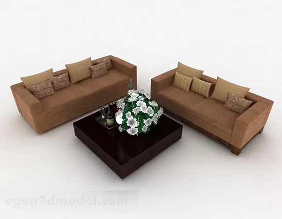 Brown Combination Sofa Design 3d model Brown Combination Sofa Design 3d model
