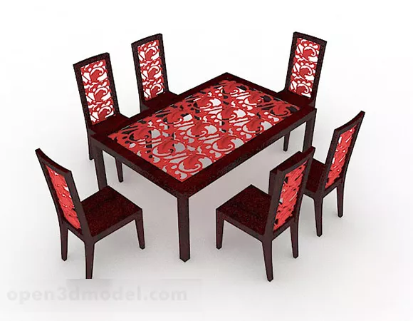 Chinese Wooden Dining Table And Chair Design V1 3d model Chinese Wooden Dining Table And Chair Design V1 3d model