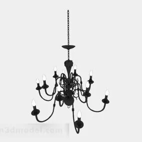 European Black Chandelier Design 3d model
