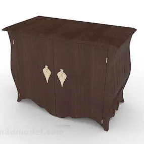 Brown Wooden Office Cabinet Design V2 3d model