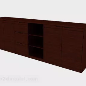 Simple Brown Wooden Tv Cabinet V1 3d model