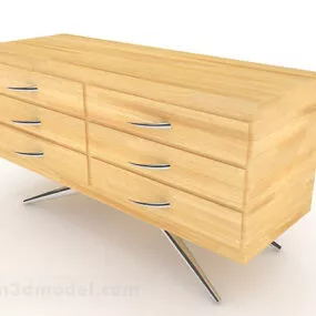 Yellow Wooden Tv Cabinet V13 3d model
