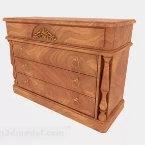 Yellow Wooden Porch Cabinet V3 3d model