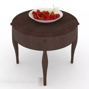 Brown Wooden Dining Table V4 3d model