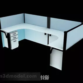 Blue Office Desk V1 3d model