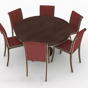 Round Dining Table And Chair V1 3d model