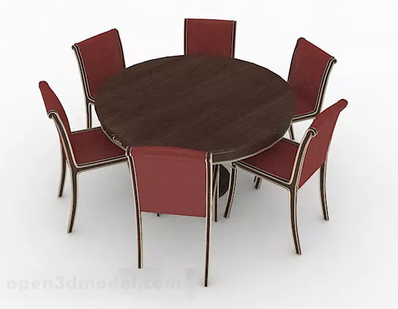 Round Dining Table And Chair V1 3d model Round Dining Table And Chair V1 3d model
