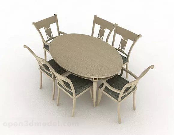 Wooden Dining Table And Chairs V1 3d model Wooden Dining Table And Chairs V1 3d model