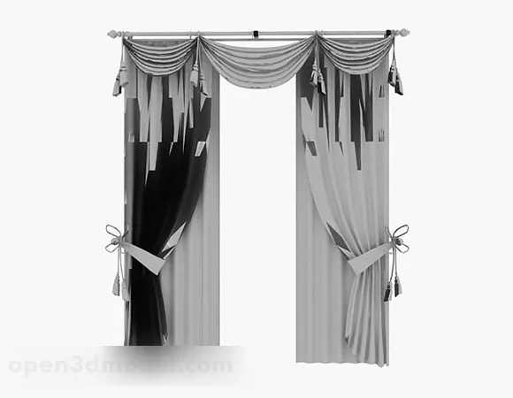 Gray Curtain V6 3d model Gray Curtain V6 3d model