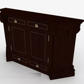 Brown Wooden Office Cabinet V7 3d model