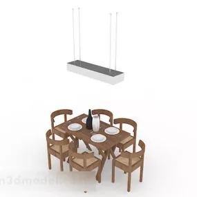 Wooden Dining Table And Chair V3 3d model