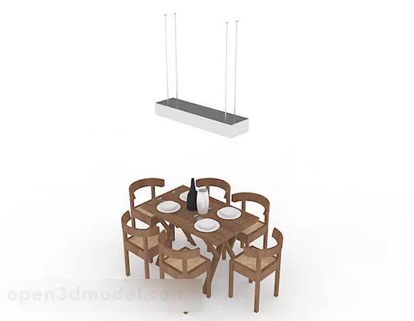 Wooden Dining Table And Chair V3 3d model Wooden Dining Table And Chair V3 3d model
