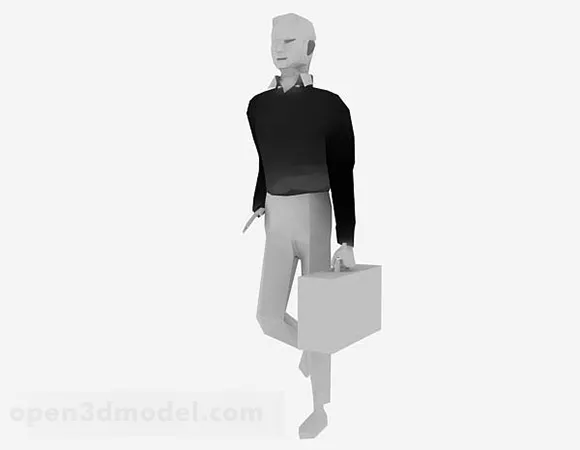 Business Man With Briefcase 3d model Business Man With Briefcase 3d model