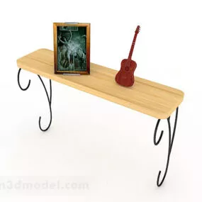 Wooden Yellow Desk 3d model