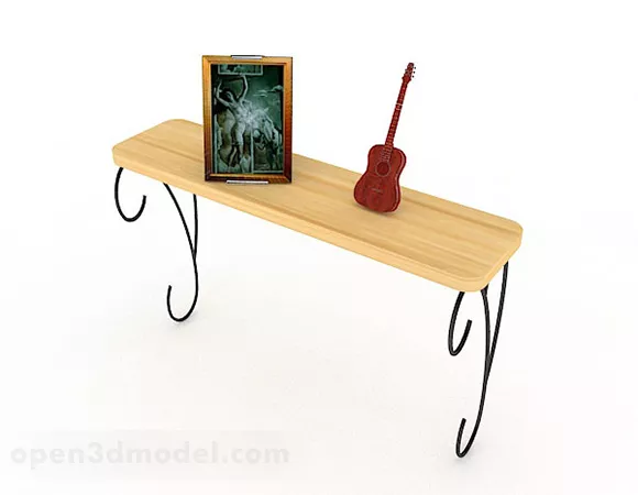 Wooden Yellow Desk 3d model Wooden Yellow Desk 3d model