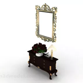European Style Wooden Cabinet 3d model