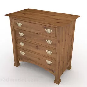 Brown Wooden Office Cabinet V8 3d model