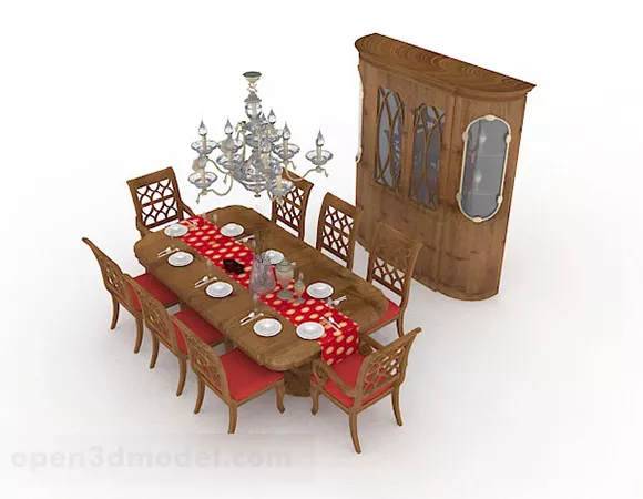 New Chinese Style Wooden Dining Table And Chair 3d model New Chinese Style Wooden Dining Table And Chair 3d model