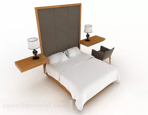 Simple White Double Bed V2 3d model Simple White Double Bed V2 3d model