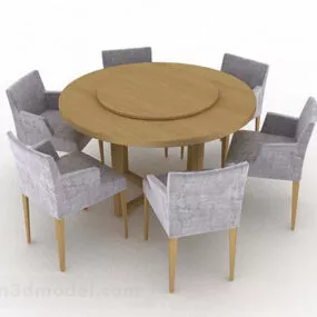 Round Dining Table And Chair V2 3d model