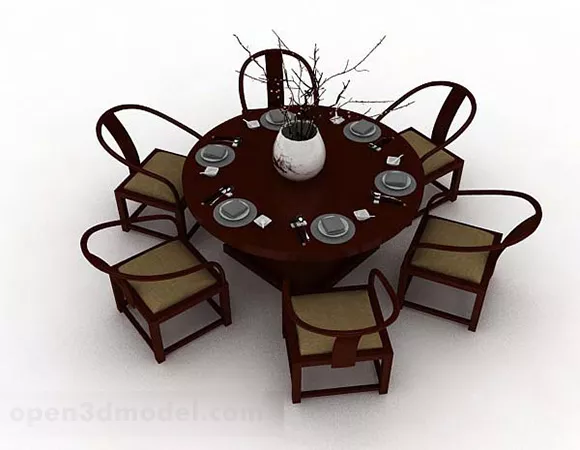 Chinese Style Wooden Dining Table And Chair V2 3d model Chinese Style Wooden Dining Table And Chair V2 3d model