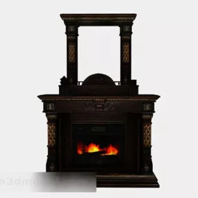 Brown Fireplace V1 3d model
