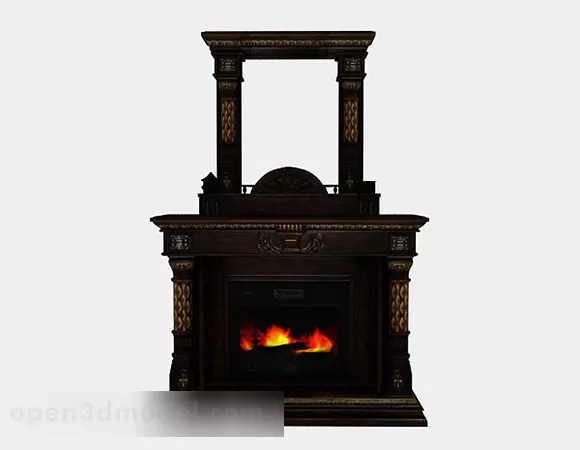 Brown Fireplace V1 3d model Brown Fireplace V1 3d model