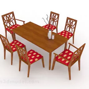 New Chinese Style Wooden Dining Table And Chair V1 3d model
