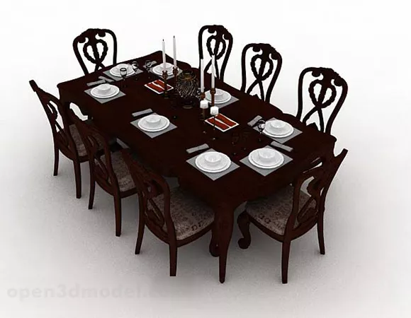 New Chinese Style Brown Wooden Dining Table And Chair V1 3d model New Chinese Style Brown Wooden Dining Table And Chair V1 3d model