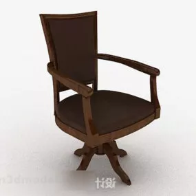 Brown Wooden Home Chair V2 3d model